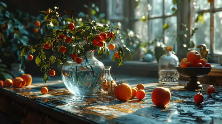 Still-life composition in soft dawn light